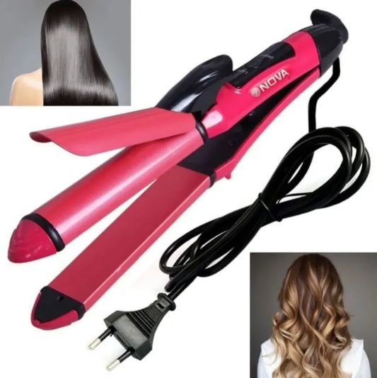 2-in-1 Nova Hair Straightener & Curler – Quick Heat-Up Ceramic Styling Tool (Model NH-2009)