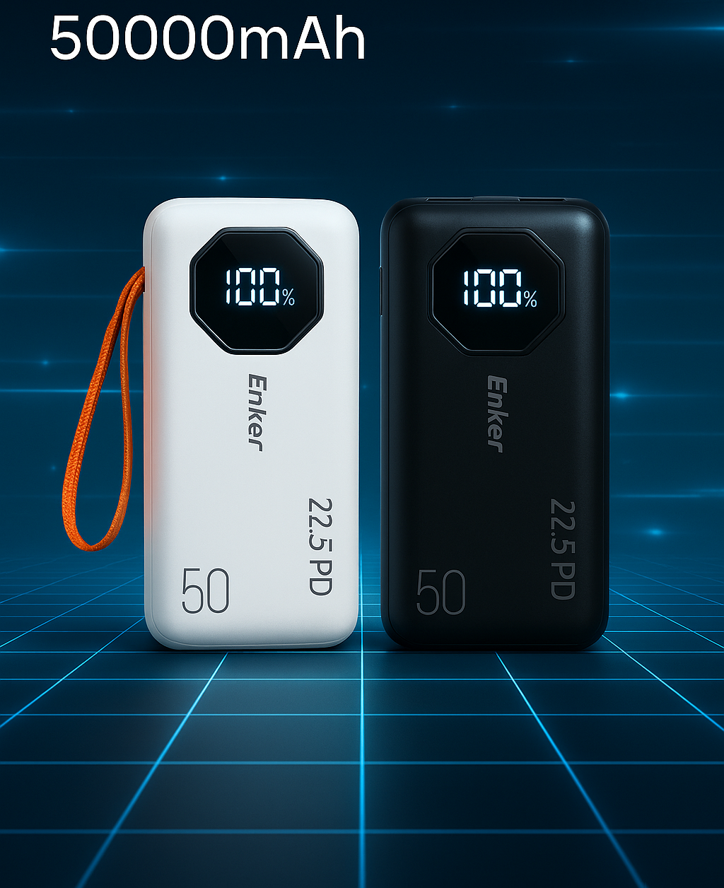 Enker 50,000mAh Ultra High-Capacity Power Bank | Fast Charging Lithium Battery Portable Charger