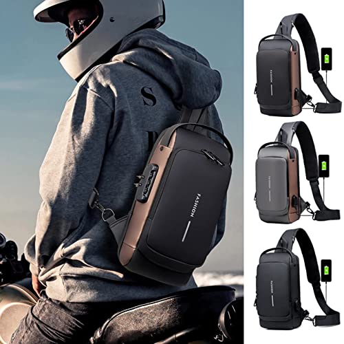 Men’s Fashion Sling Bag – Waterproof Anti-Theft Chest Bag with USB Charging Port & TSA Lock – Shoulder & Body Backpack (Random Color)